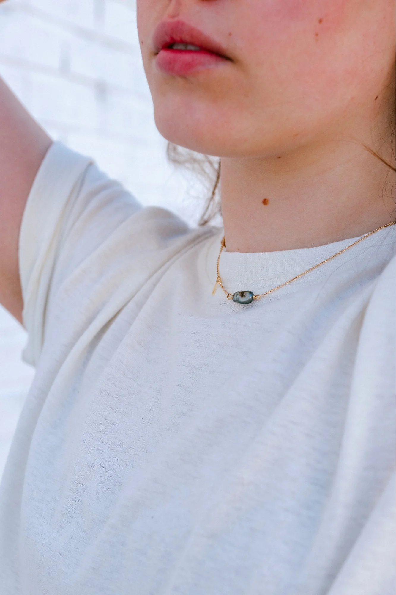 14K Keshi Pearl Chain Necklace | 16" - Image 2