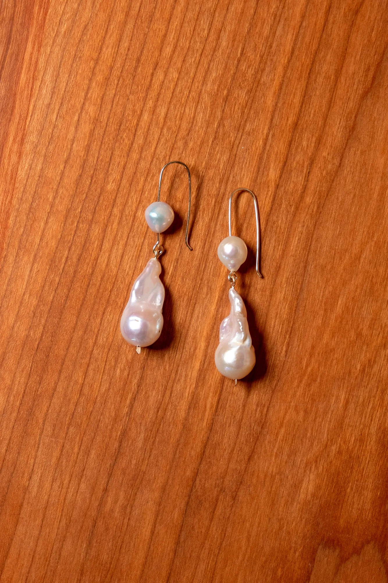 Baroque Pearl Double Drop Earrings - Image 2