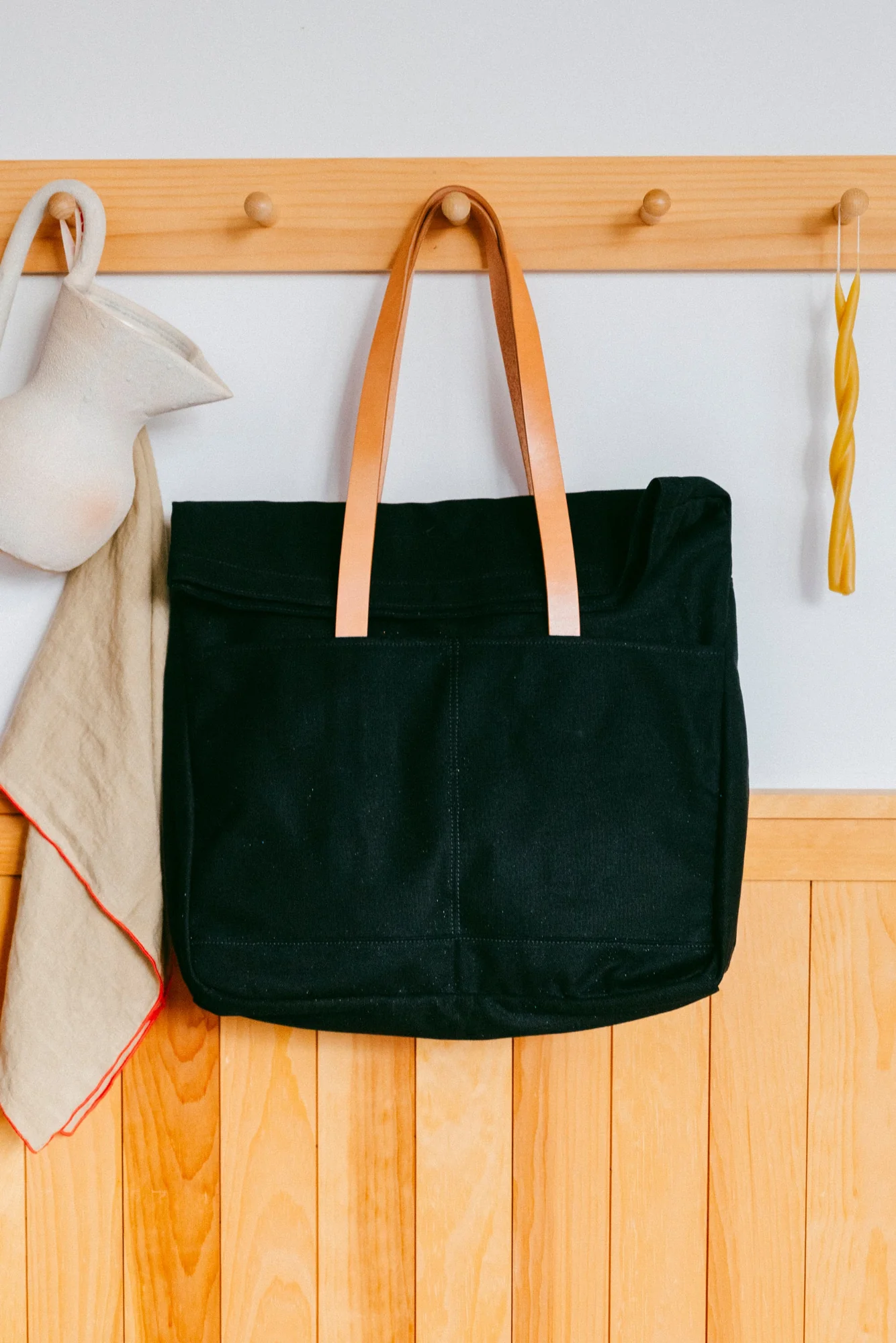 Canvas and Leather Fold Weekender | Black - Image 4