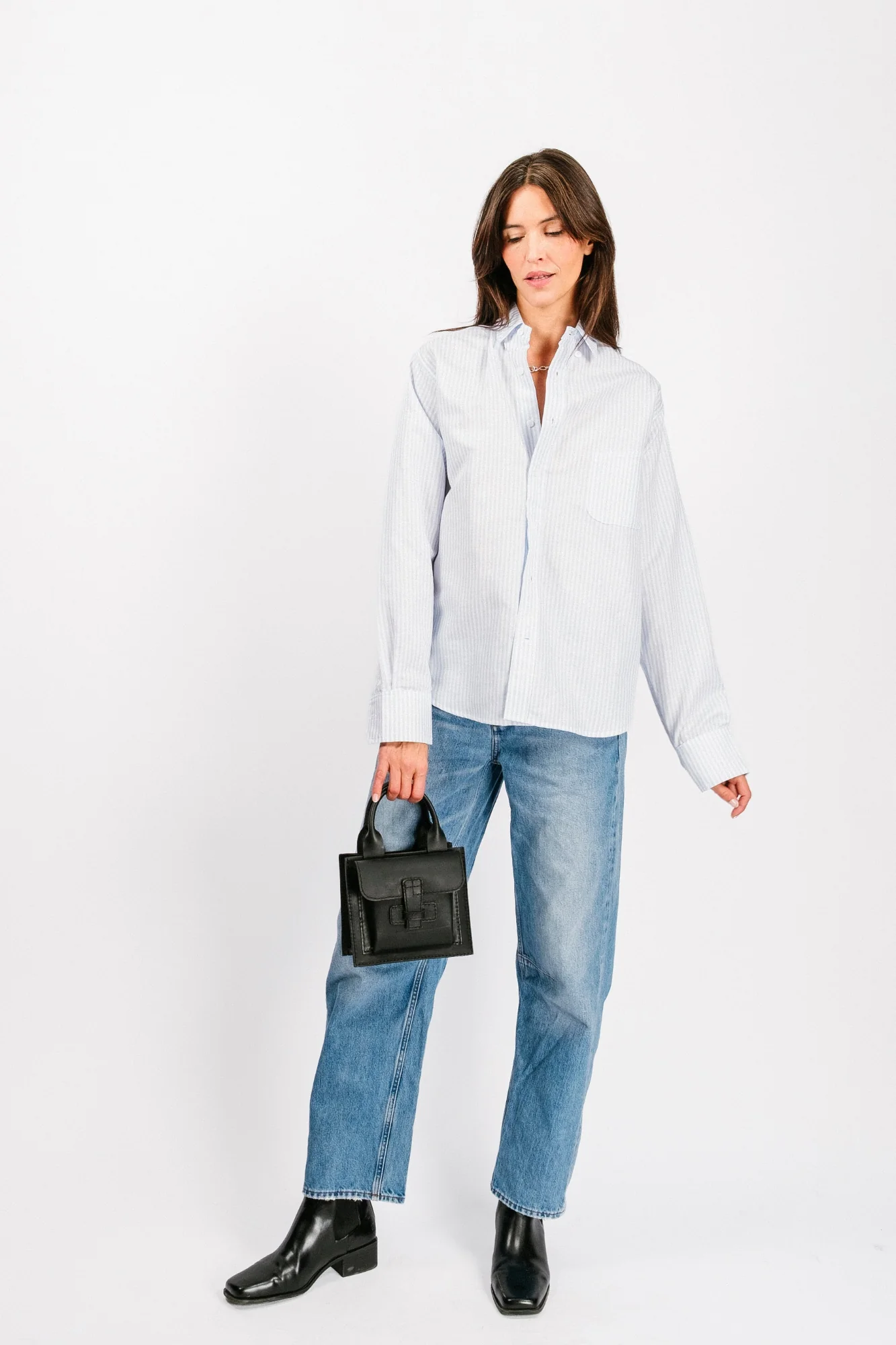 Catalina Button Down Shirt | Powder Blue Stripe - Image 3