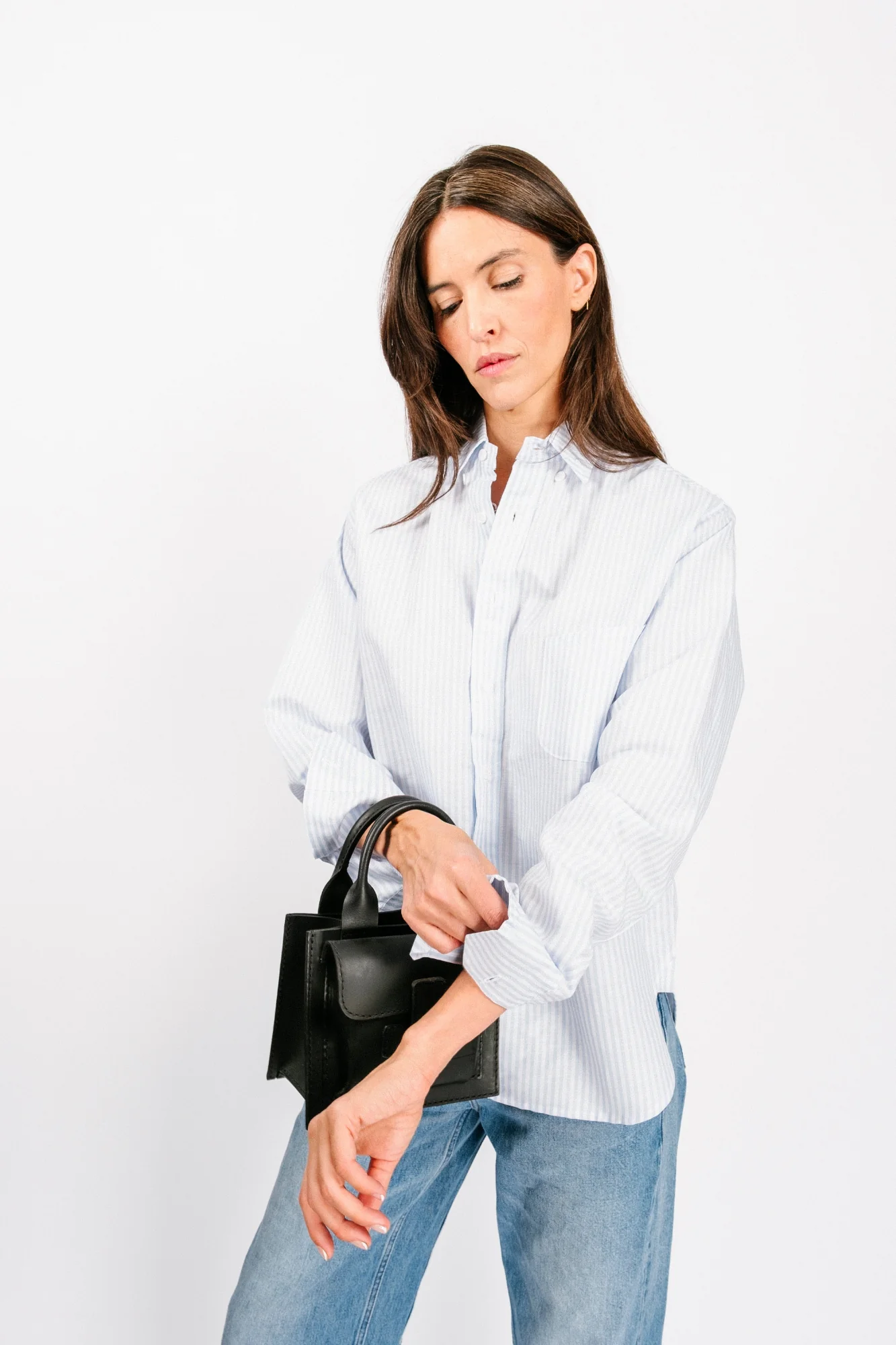 Catalina Button Down Shirt | Powder Blue Stripe - Image 4