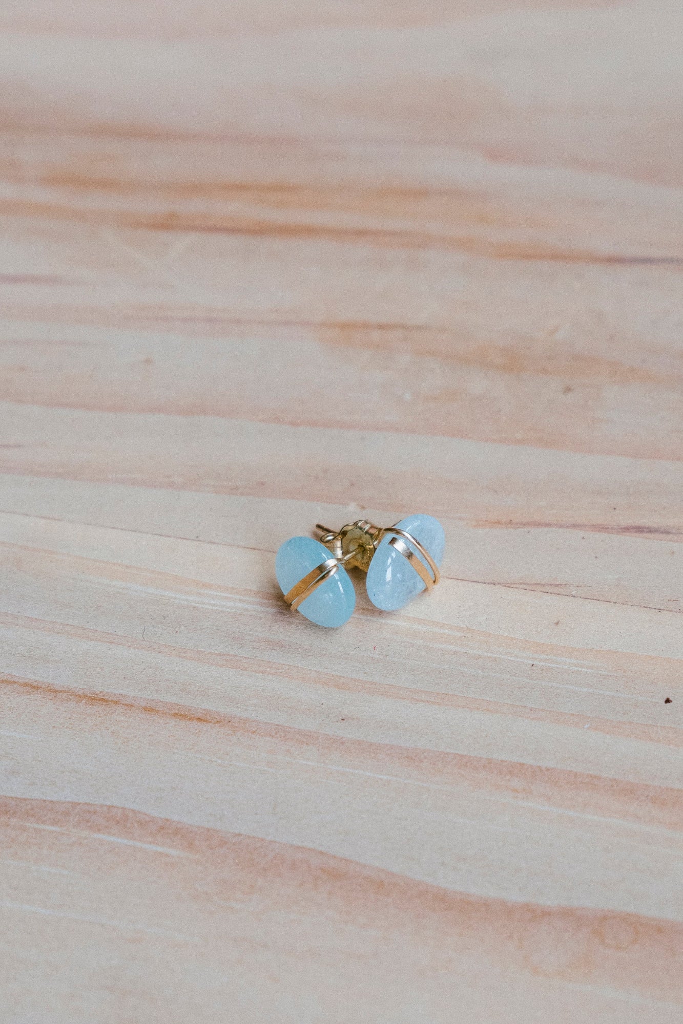 Cloudy Aquamarine Studs - Image 2