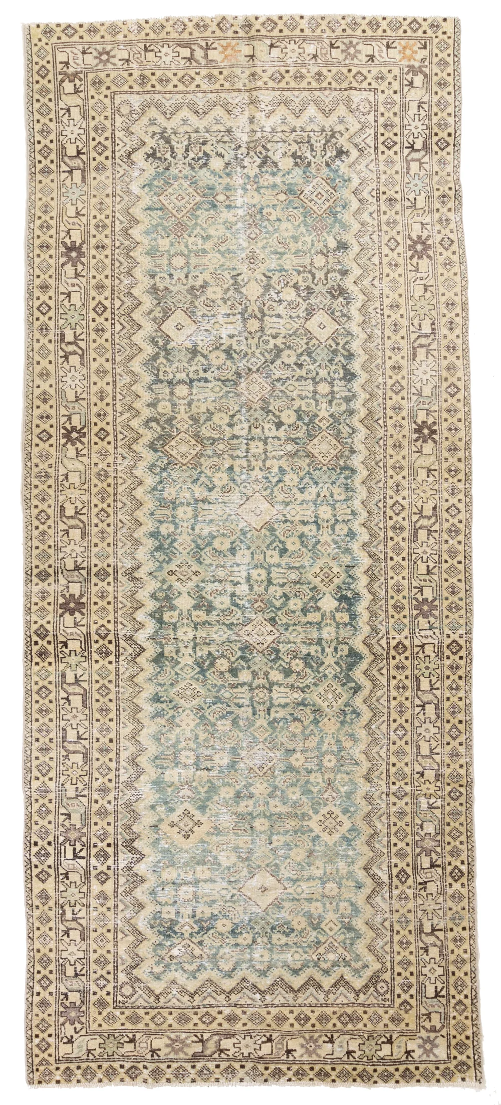 Antique Malayar Low Pile Persian Rug