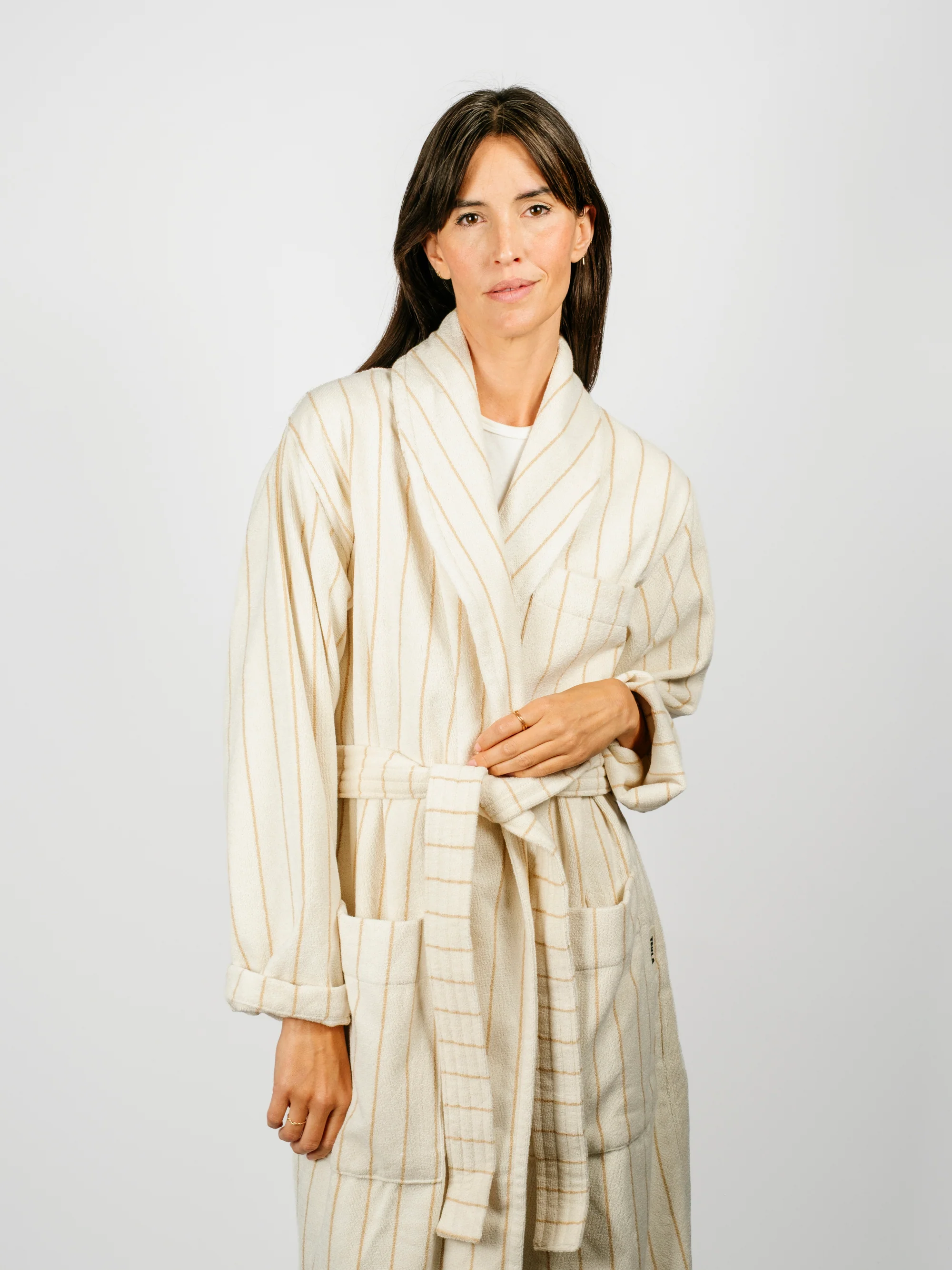 Organic Cotton Striped Bathrobe | Sienna - Image 6