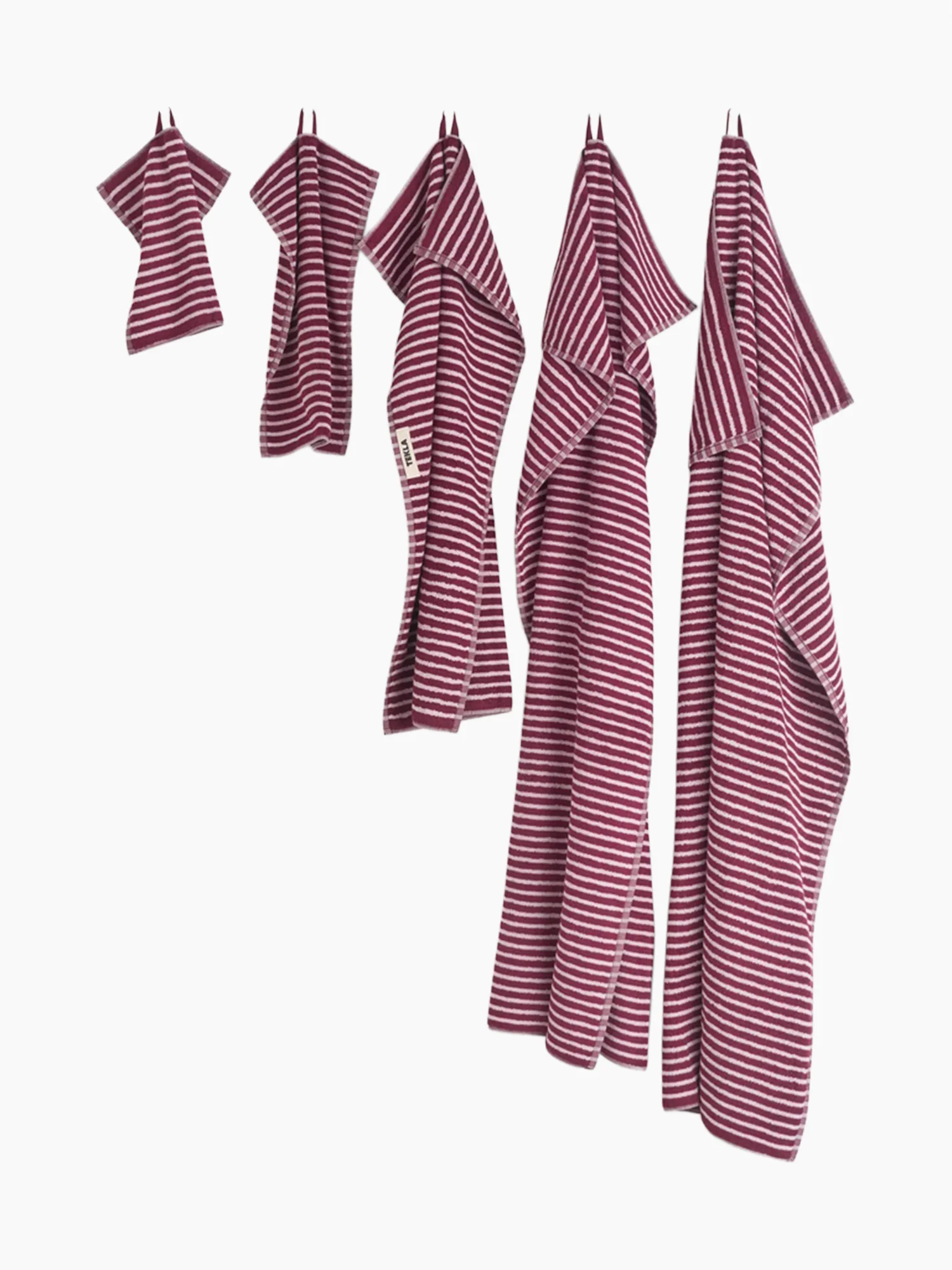 Organic Cotton Striped Towels & Bath Mat | Red & Rose - Image 4