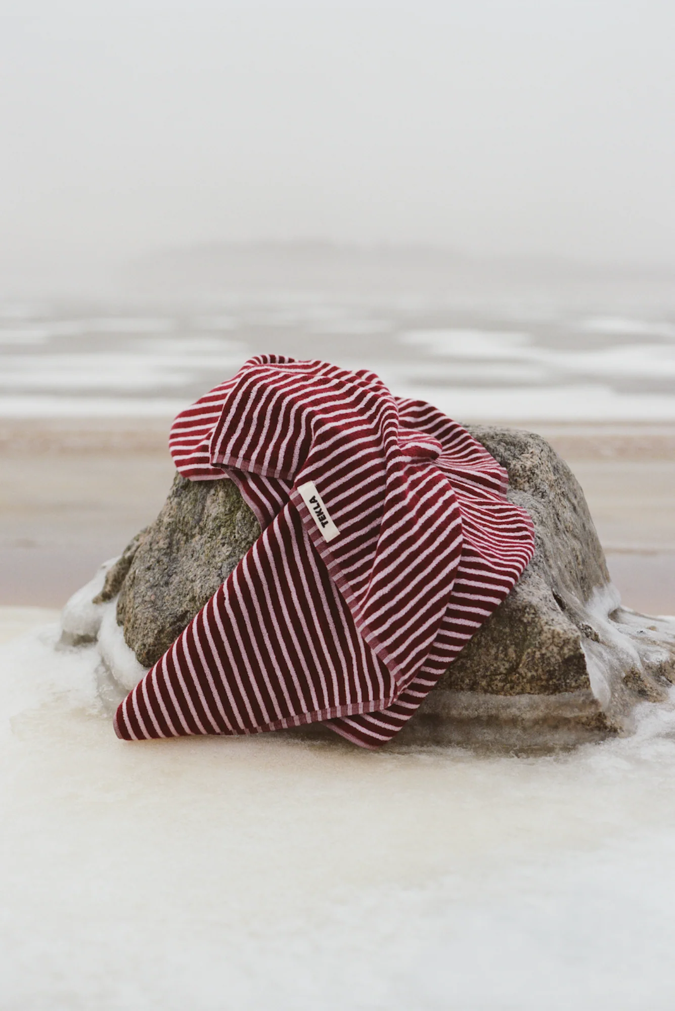 Organic Cotton Striped Towels & Bath Mat | Red & Rose - Image 8