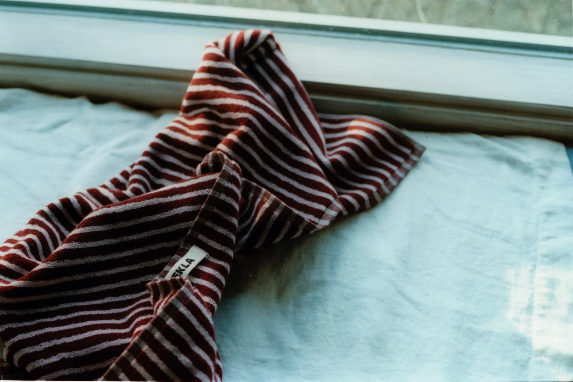 Organic Cotton Striped Towels & Bath Mat | Red & Rose - Image 9