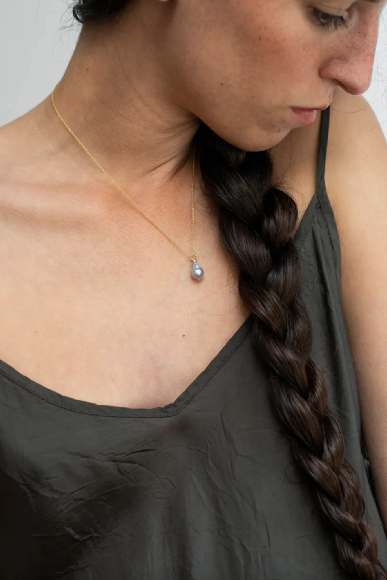 Petite Baroque Pearl Drop Necklace - Image 3